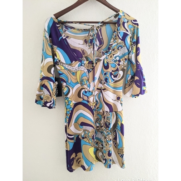 VINTAGE Apple Bottoms Y2K Multi Print Mini Dress Deadstock NEW! - Picture 2 of 9